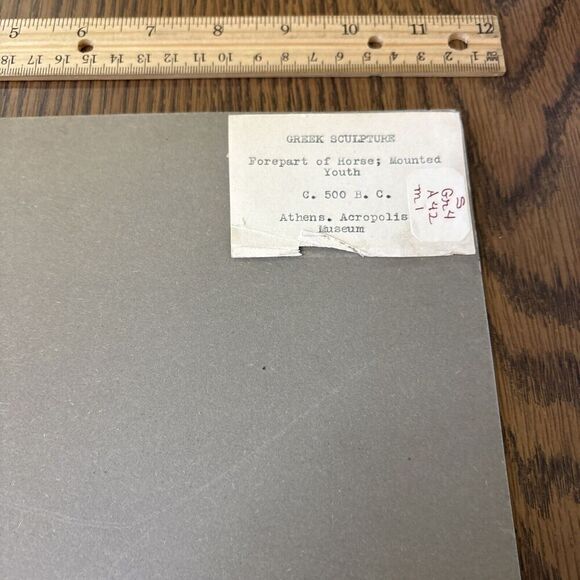 Vintage Horse & Mounted Youth Rider Greek Sculpture Photo Acropolis Museum - Picture 2 of 3